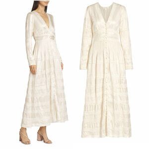 LoveShackFancy Ellitia Maxi Dress Victorian Lace Button Front Ivory NWT Size 4